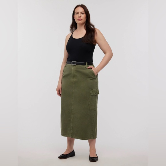 NWT Madewell Garment-Dyed Cargo Midi Skirt - 25 - Olive Green - Picture 9 of 9